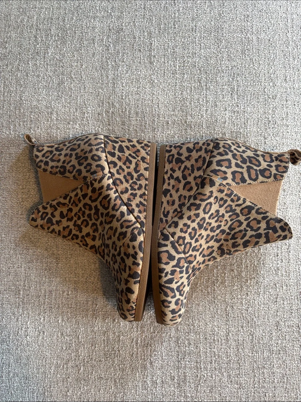Toms Leopard Print Wedge Ankle Boots - Brown/Black